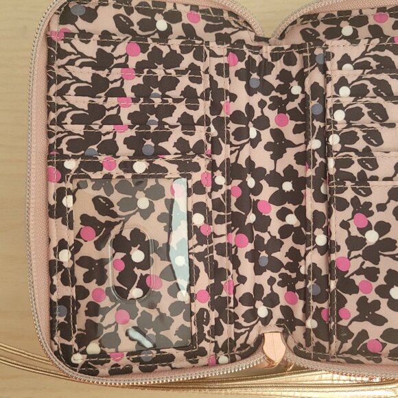 Vera Bradley RFID All in One Rose Gold Shimmer Quilted Wristlet Crossbody Bag - Picture 11 of 15